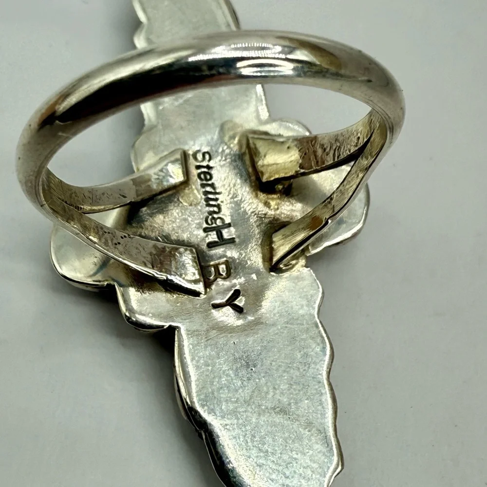 Native American 925 Floral Leaf Statement Ring by Harry B. Yazzie – NWOT
